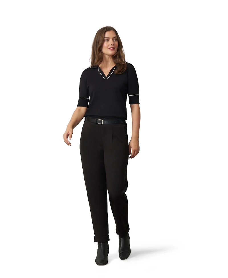 Cable & Gauge Women's Tipped Polo Sweater