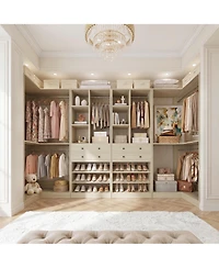 Aheaplus Corner Closet Organizer System Set with 2 Drawers and 3 Hanging Rods