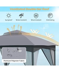 Sugift 10 X 10 Feet Heavy-Duty Patio Gazebo with Netting Walls and 4 Sandbags