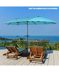 Gouun 15 ft Double-Sided Patio Umbrella with Hand-Crank System