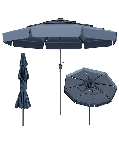 Gouun 10-Foot Solar Led Patio Umbrella with 3-Tier Vented Top