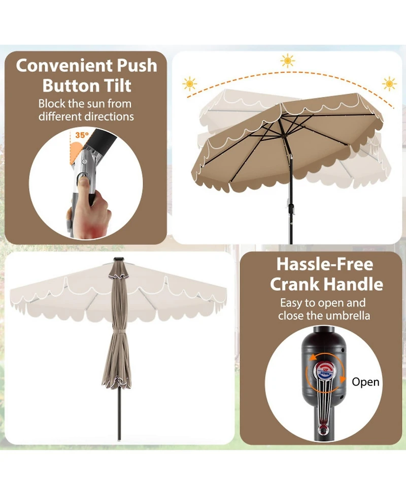 Gouun 10-Foot Solar Led Patio Umbrella with Push-Button Tilt