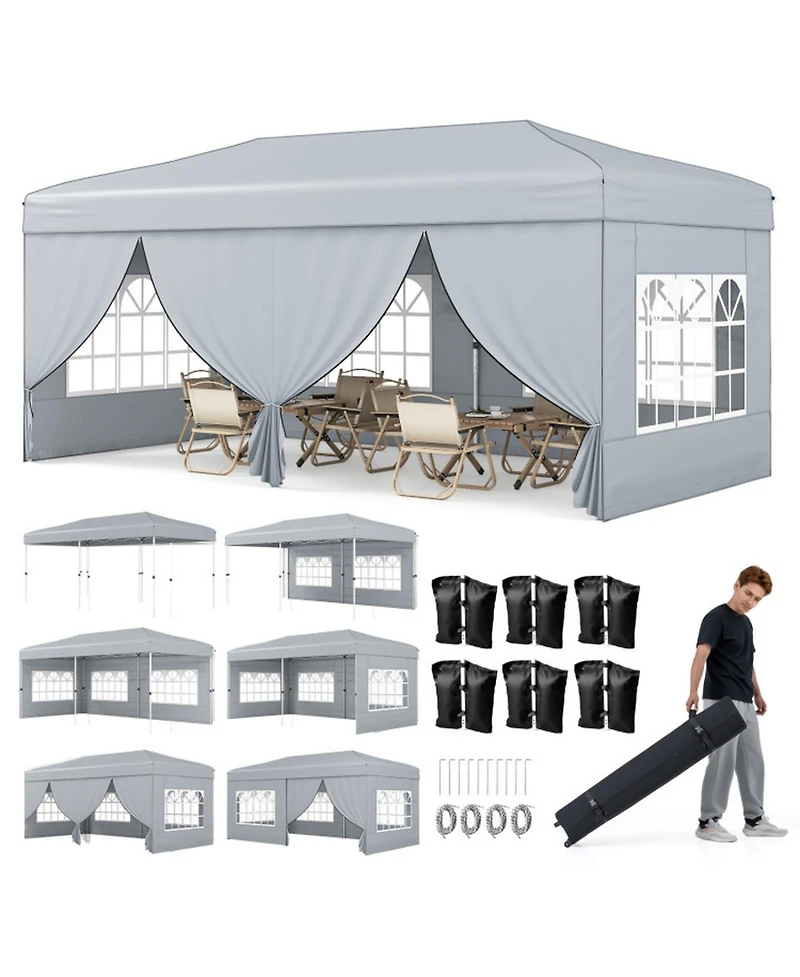 Gouun 10 x 20 Foot Pop-Up Canopy Tent with 6 Sidewalls