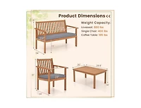 Boyel Living 4 Piece Patio Wood Furniture Set Acacia Wood Sofa Set with Loveseat