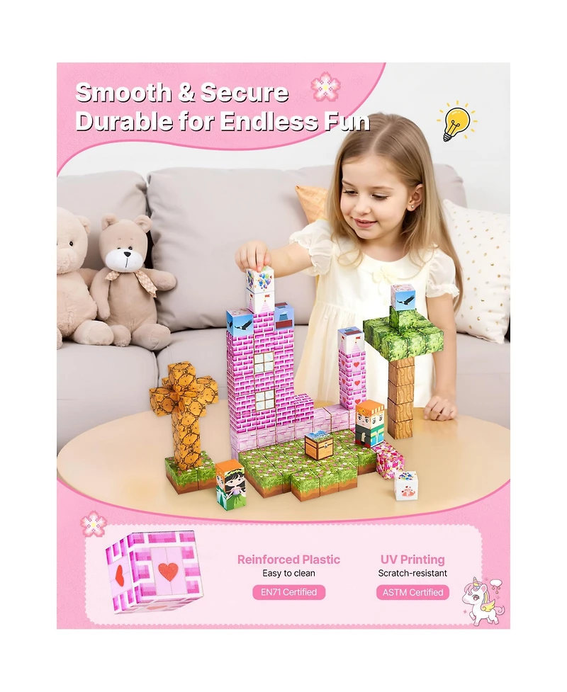 Hongge Princess Castle 100-Piece Magnetic Building Set, Ages 3+