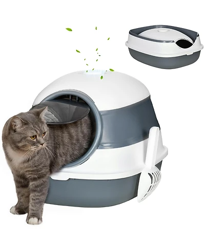 Ruie Dome Covered Cat Litter Box with Lid Scoop and Air Freshener