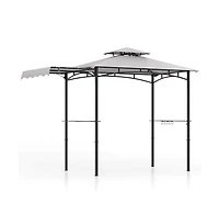 Boyel Living 11 x 5 Feet Grill Gazebo with Side Awning and Double-Tiered Top