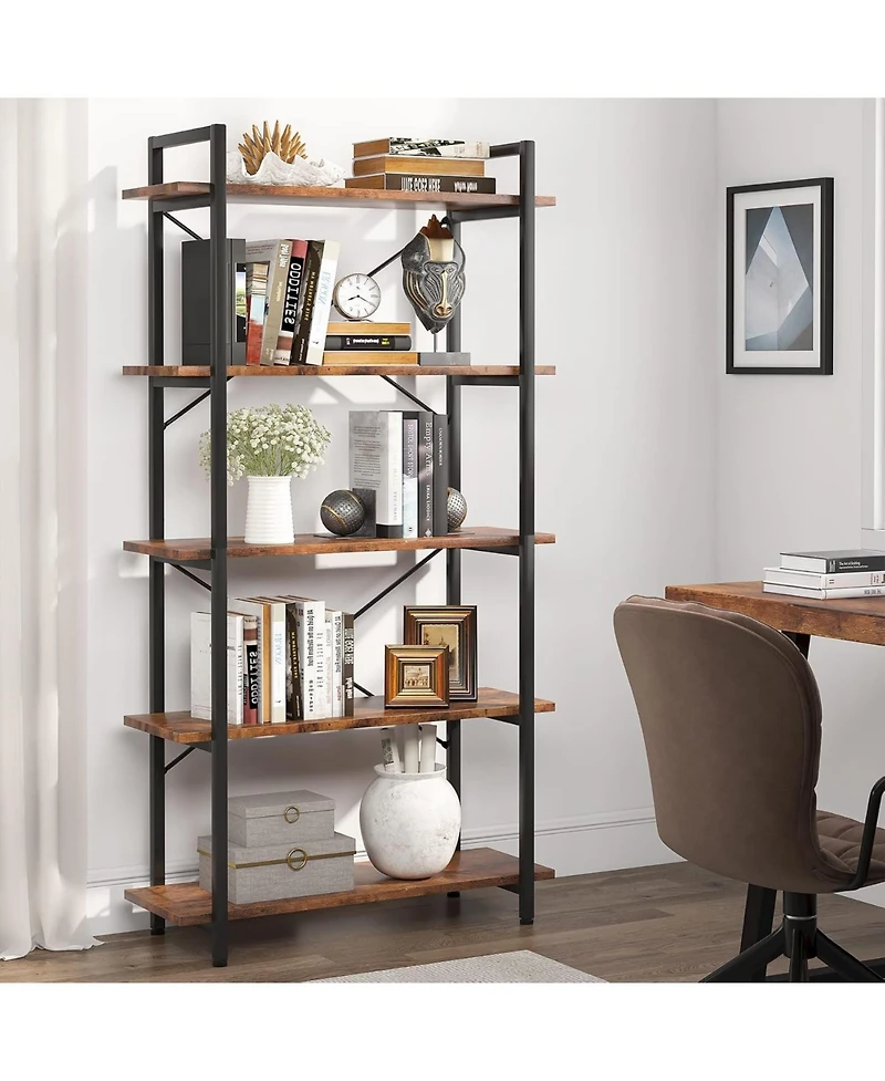 Tribesigns 5-Tier Industrial Bookshelf with Metal Frame
