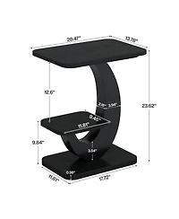 Tribesigns Side Table Set of 2, 2-Tier Narrow End Table, Industrial Wooden with Metal Arc-Shaped Frame