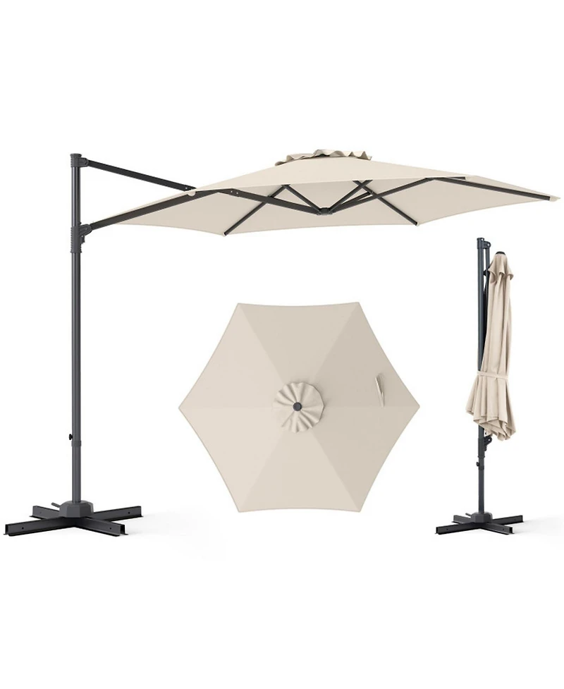 Gouun 10 Feet Cantilever Patio Umbrella with 360 Rotation and Air Vent