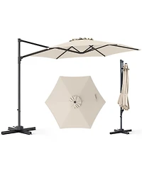 Gouun 10 Feet Cantilever Patio Umbrella with 360 Rotation and Air Vent