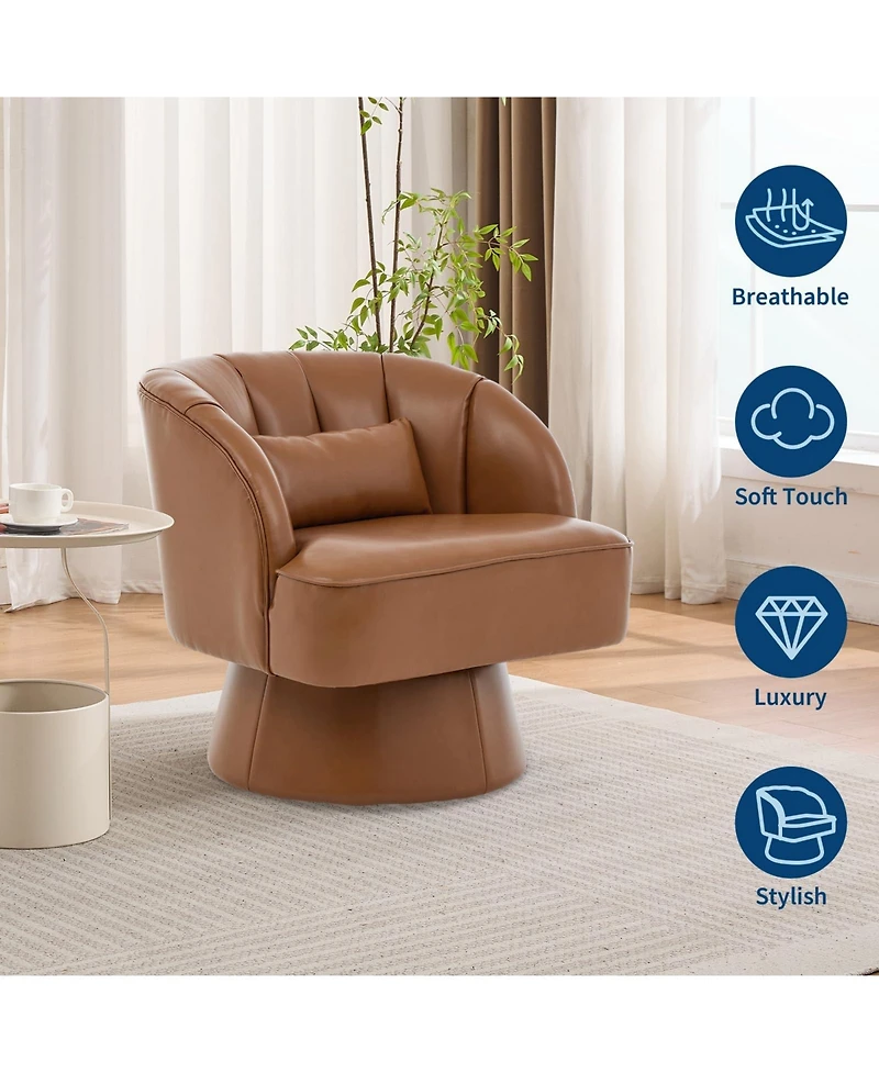 gaomon Modern 360degree(s) Swivel Barrel Accent Chair, Upholstered Armchair, Comfy Round Lounge Chair