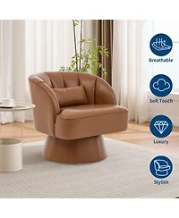 gaomon Modern 360degree(s) Swivel Barrel Accent Chair, Upholstered Armchair, Comfy Round Lounge Chair