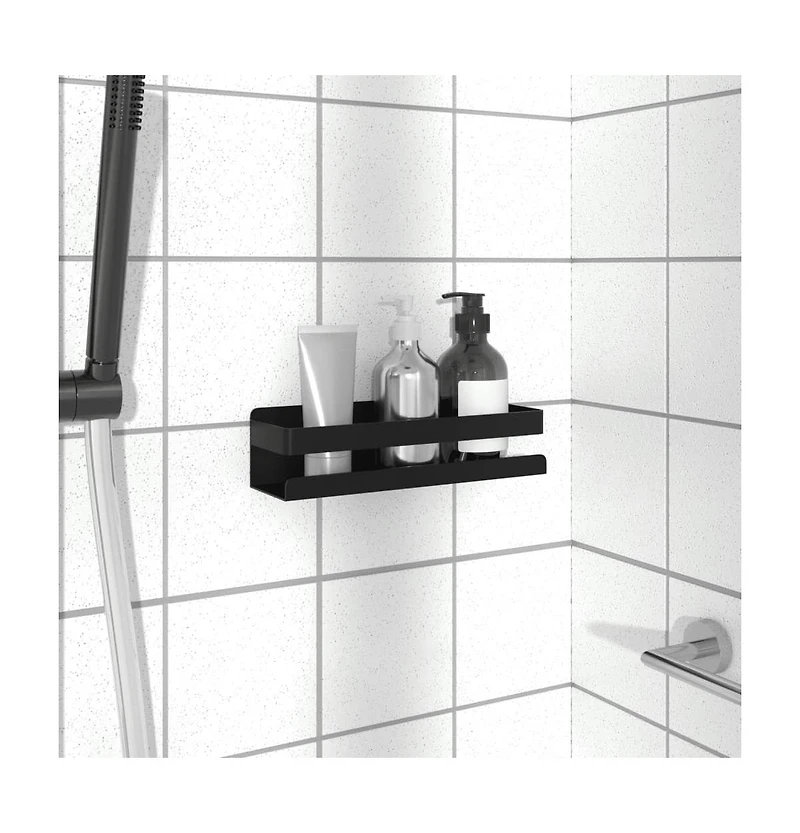 vidaXL Shower Shelf Matt Black 9.1"x2.6"x2.4" Brushed 304 Stainless Steel