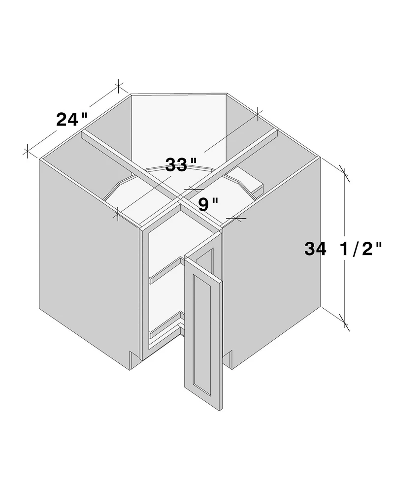 Boyel Living 33" Lazy Susan Base Cabinet, Ready to Assemble Kitchen Cabinet with Solid Wood Frame, Soft-Close Slides and Hinges