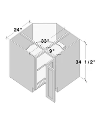 Boyel Living 33" Lazy Susan Base Cabinet, Ready to Assemble Kitchen Cabinet with Solid Wood Frame, Soft-Close Slides and Hinges