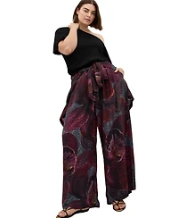 City Chic Plus Piper Orchid Print Wide Leg Pant