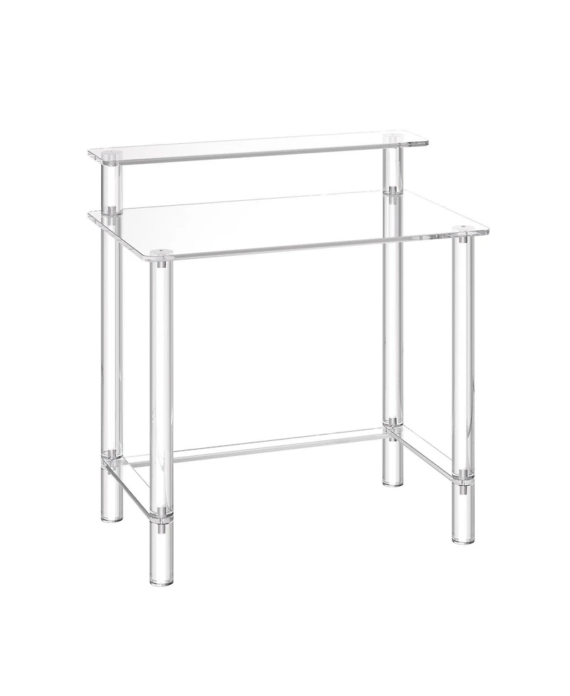 Slickblue Clear Acrylic Office Desk with Monitor Shelf, 2-Tier Study Computer Table for Bedroom