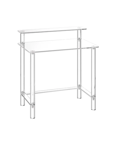 Slickblue Clear Acrylic Office Desk with Monitor Shelf, 2-Tier Study Computer Table for Bedroom