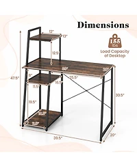 Gouun Wood Home Office Desk with Built-In Power Outlet