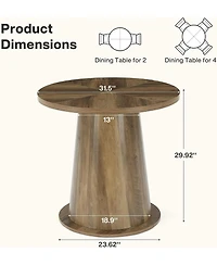 Tribesigns Small Round Dining Table for 2-4 People, 31.5" Wooden Kitchen Table with Thickened Tabletop, Mid-Century Modern Dinner Table