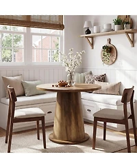 Tribesigns Small Round Dining Table for 2-4 People, 31.5" Wooden Kitchen Table with Thickened Tabletop, Mid-Century Modern Dinner Table