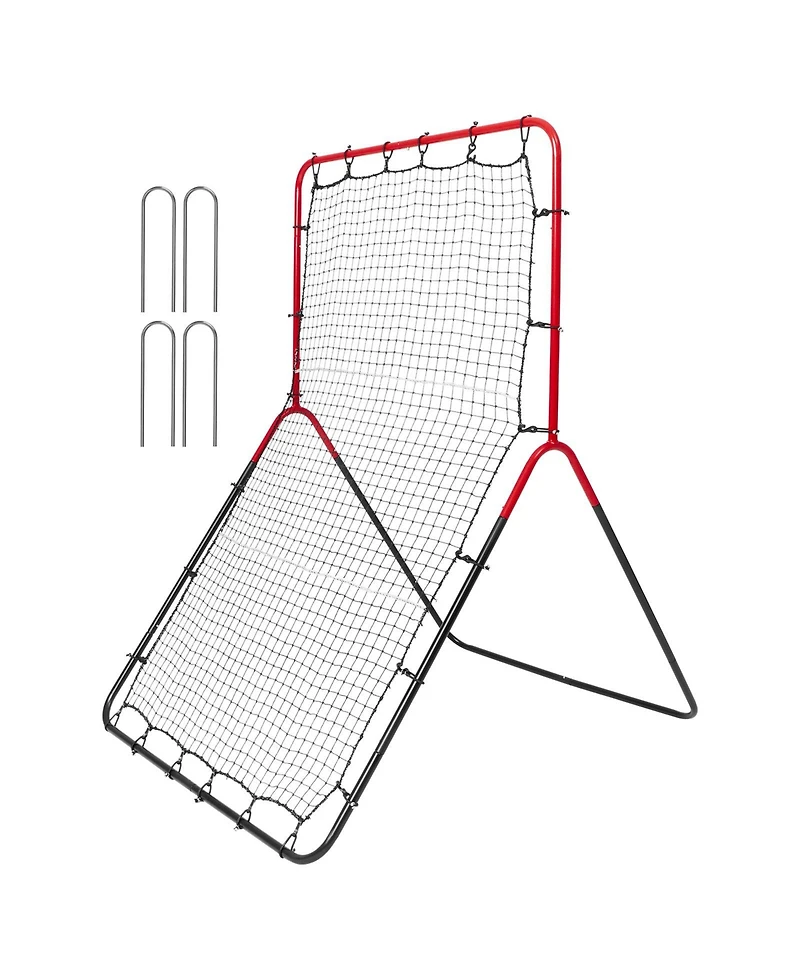 Hongge 3-Way Baseball and Softball Pitchback Rebounder Net 3 x 4.5 ft for Fielding and Throwing Practice