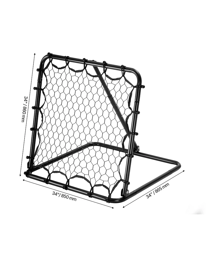 Hongge Adjustable Angle Soccer Rebounder Net 34 x 34 in Folding Kickback Goal for All Ages Training