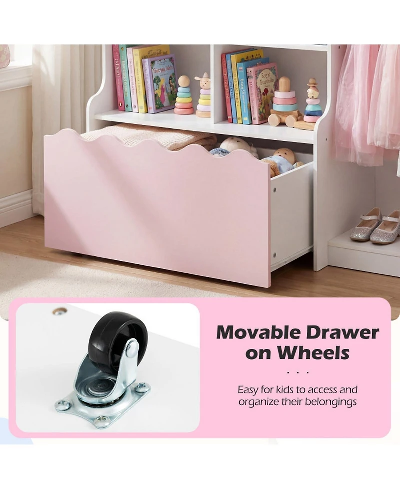 Hongge Kids Dress Up Closet Organizer with Six Storage Cubes