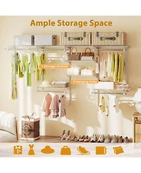Hongge 4-8 Ft Wall Mounted Closet Organizer System with Hanging Rods