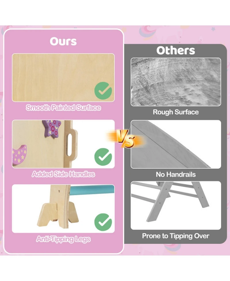 Hongge 8-in-1 Foldable Montessori Wooden Climbing Set, Ages 3+