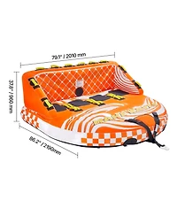 Hongge Towable Boat Tube for 1 to 4 Riders with Full Nylon Cover 22 Grab Handles and Dual Tow Points