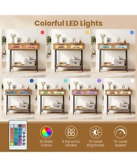 Sugift Console Table with Led Lights 2 Drawers and Open Shelf for Hallway Entrance