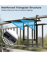 Sugift Set of 2.48in Balcony Railing Tables with 5-Level Adjustable Height for Patio and Deck