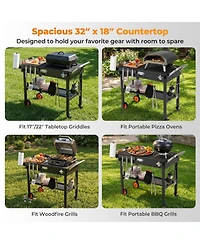 Sugift Folding Grill Cart for 17 and 22 in Griddles with Heat-Resistant Mat