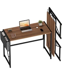 homfan 39.4-inch Folding Desk – Writing Computer Table with Storage Bag and Hook, Space-Saving for Bedroom and Apartment