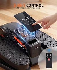 Sugift Under Desk Elliptical 12 Speeds Pedal Exerciser with Remote, Display, Bands and Mat for Seniors Office
