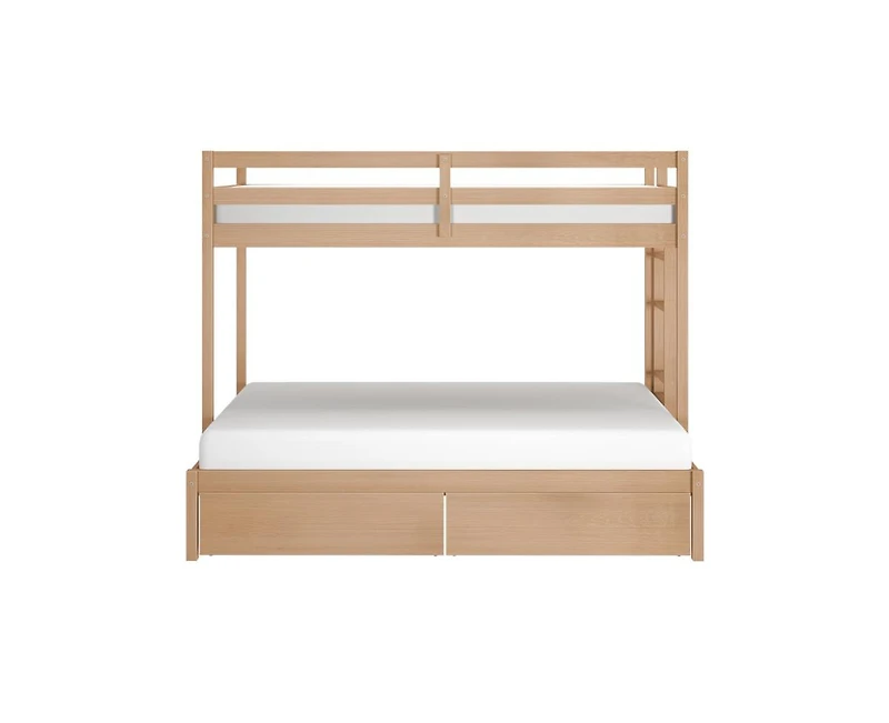 Grain & Grove Bear Furniture Plywood Twin/Full Bunk with Underbed Storage Drawers