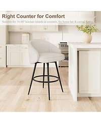 homfan Set of 4 360degree(s) Swivel Knit Counter Bar Stools with Back and Footrest, 25.4" Seat