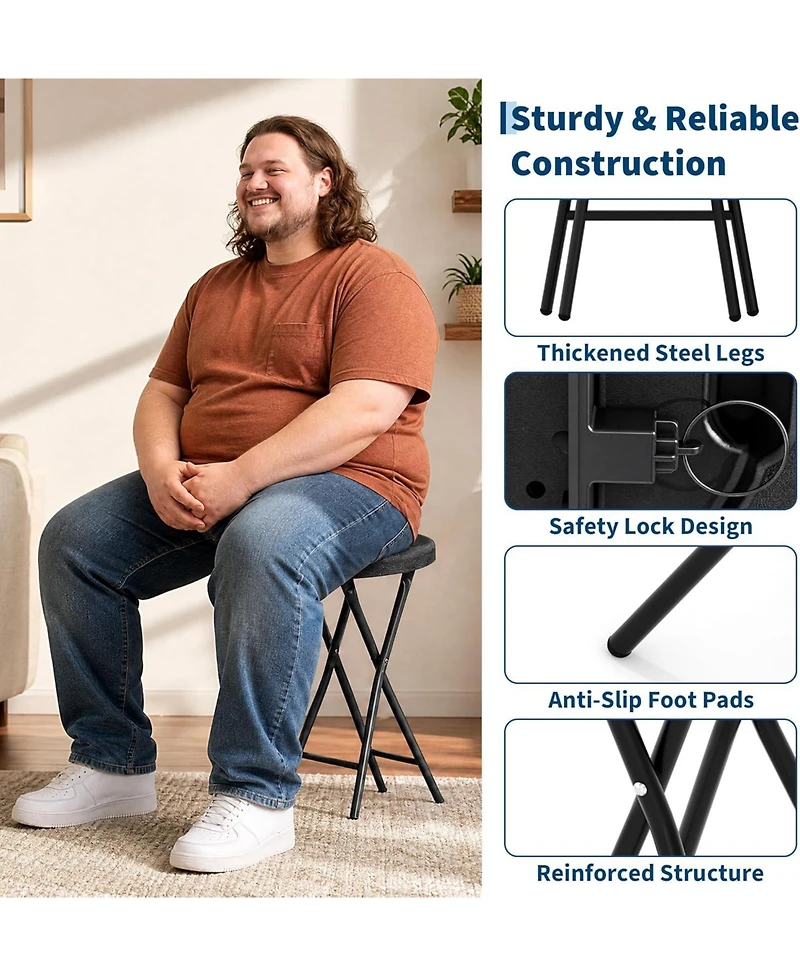 homfan -Pack 28" Tall Folding Stool with Handle, Safety Lock