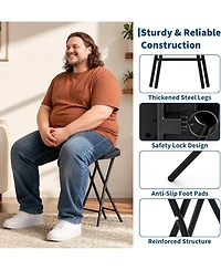 homfan -Pack 28" Tall Folding Stool with Handle, Safety Lock