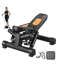 Hongge Hydraulic Mini Twist Stepper with Resistance Bands and Lcd Monitor 330 lbs Capacity for Home Cardio