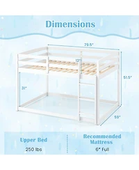 Gymax Full Over Full Bunk Bed with Full-length Guardrails and Integrated Ladder