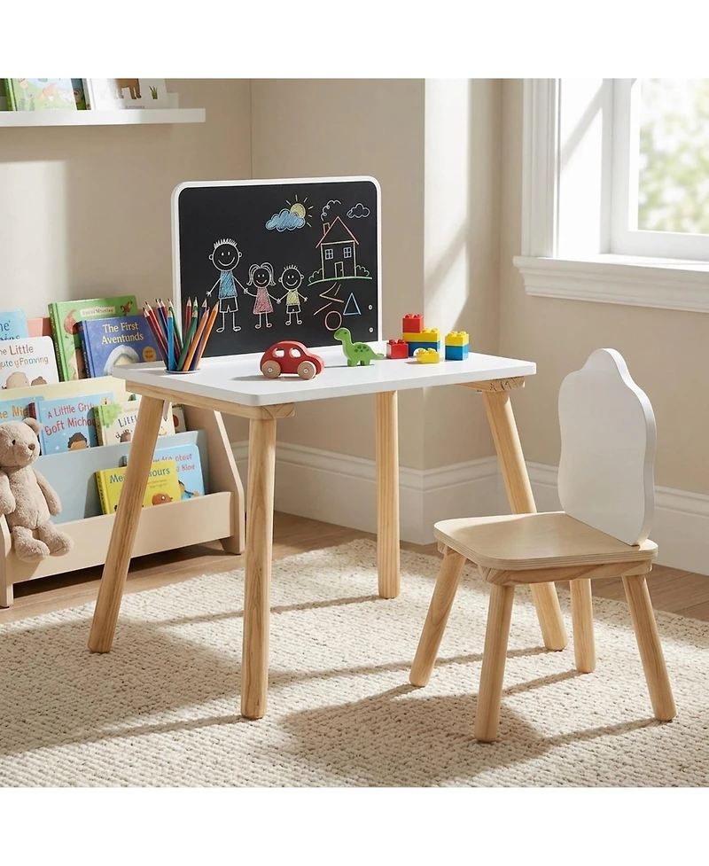 Sugift Kids Weaning Table and Chair Set with Chalkboard