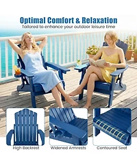 Sugift Folding Adirondack Chair with Cup Holder and 5-Level Adjustable Backrest