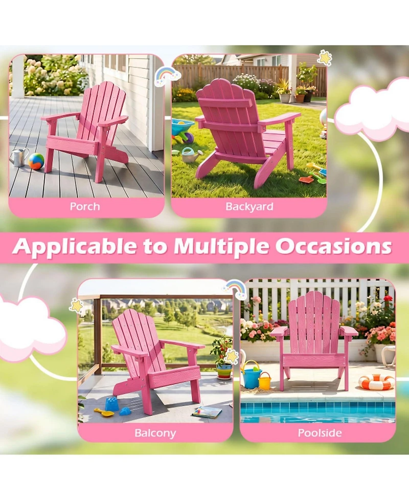Sugift Kids All-Weather Adirondack Chair for Children with Tilted High Backrest Hips Material