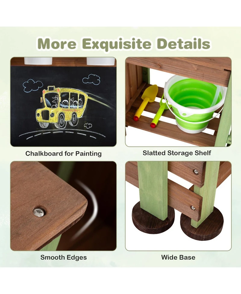 Sugift Mud Farm Fir Wood Planter Box Playset, Ages 3+