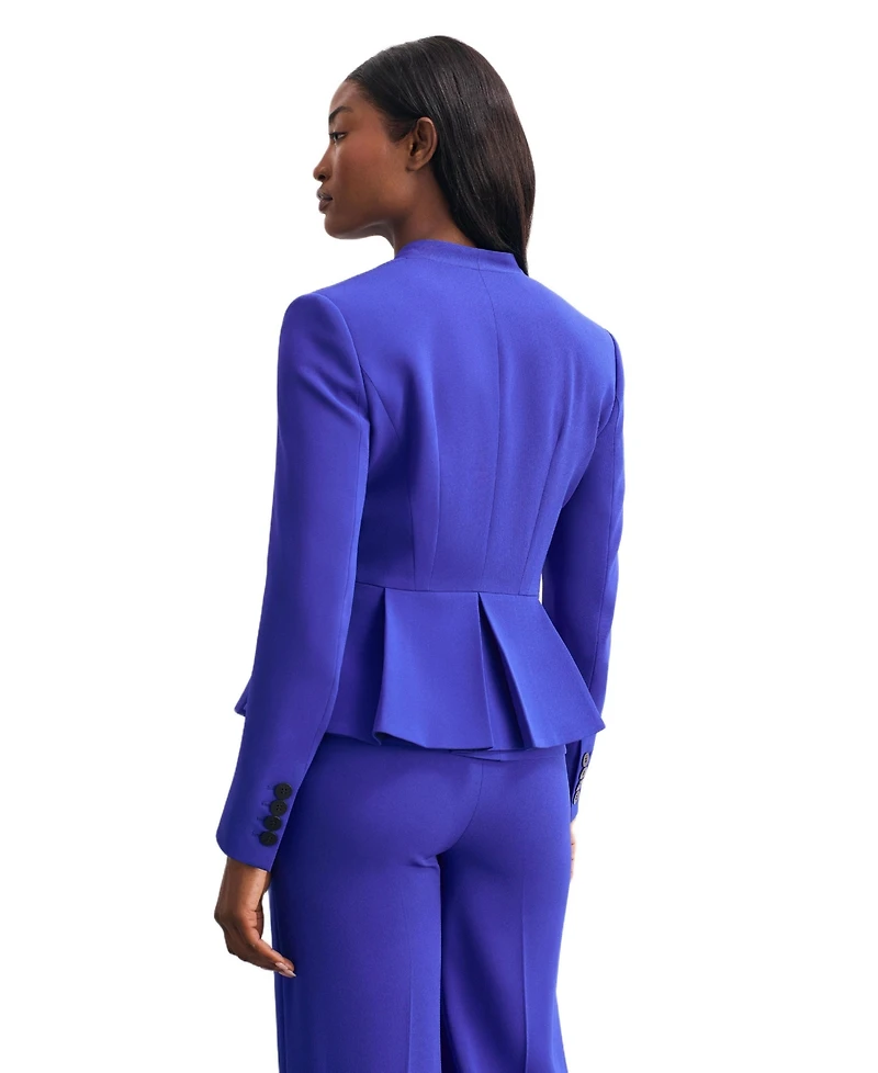The Fold Women's Clifton Fitted Peplum Crepe Blazer