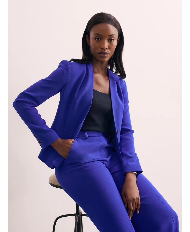 The Fold Women's Clifton Fitted Peplum Crepe Blazer