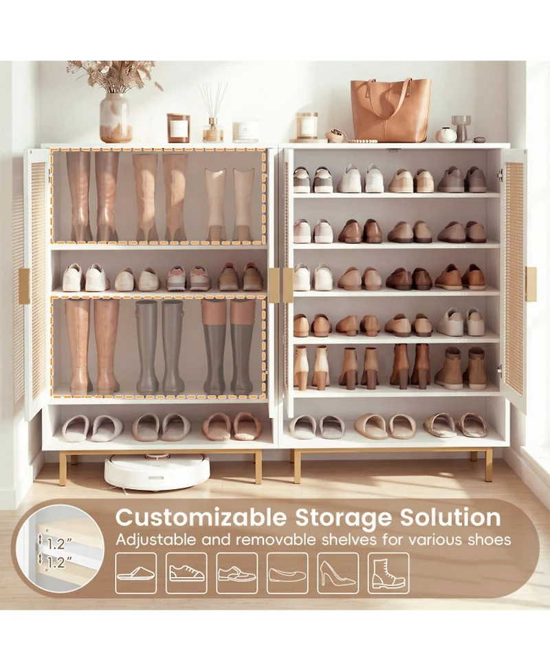 Sugift 43 in 6-Tier Tall Shoe Cabinet with Double Doors and Adjustable Shelves